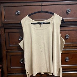 Ming Wang Knit Top, Khaki Brown, Size 1x